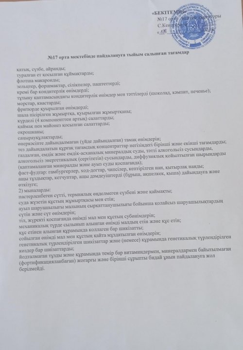 Тыйым салынған тағамдар.