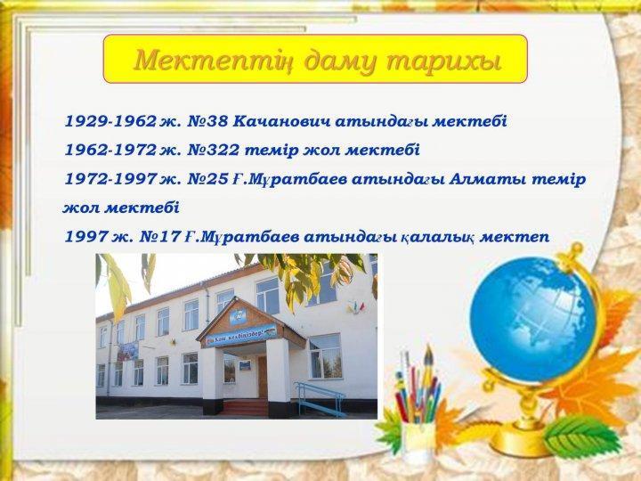 МЕКТЕПТІҢ ДАМУ ТАРИХЫ