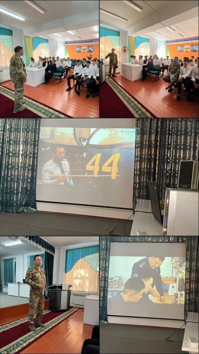 ҚР Қорғаныс министрлігінің “99205” әскери бөлімі бастығының орынбасары, подполковник Ж.А.Адильбаев 9–11 сыныптармен «Ерлік» сабағын өткізді.